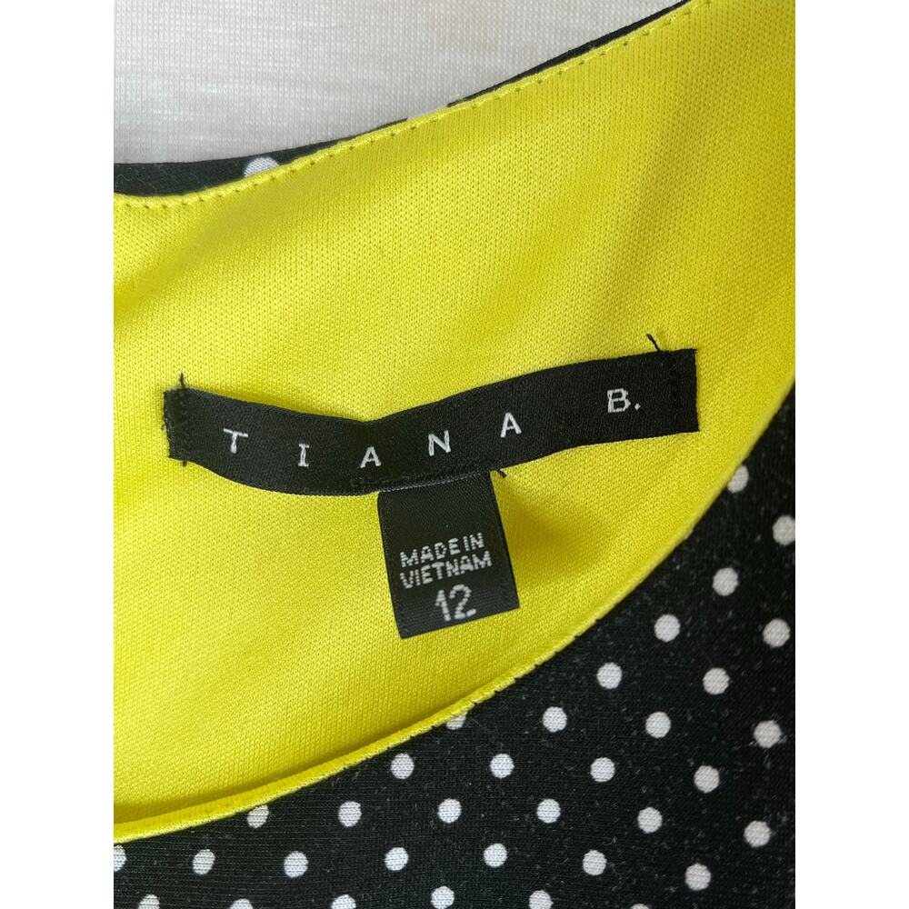 Tiana B sleeveless polka dot midi dress black/yellow/white, size 12, EUC - Picture 2 of 8